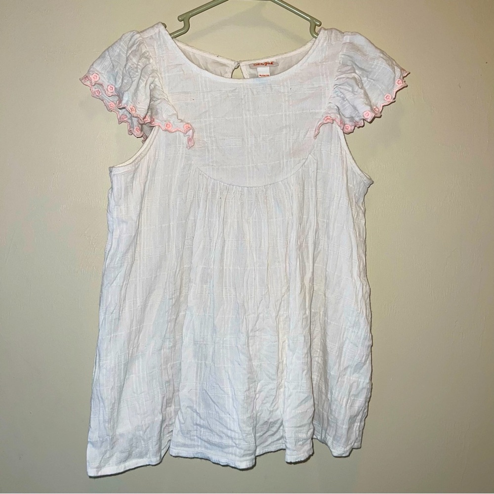 Cat & Jack White Linen Flutter Sleeve Top
